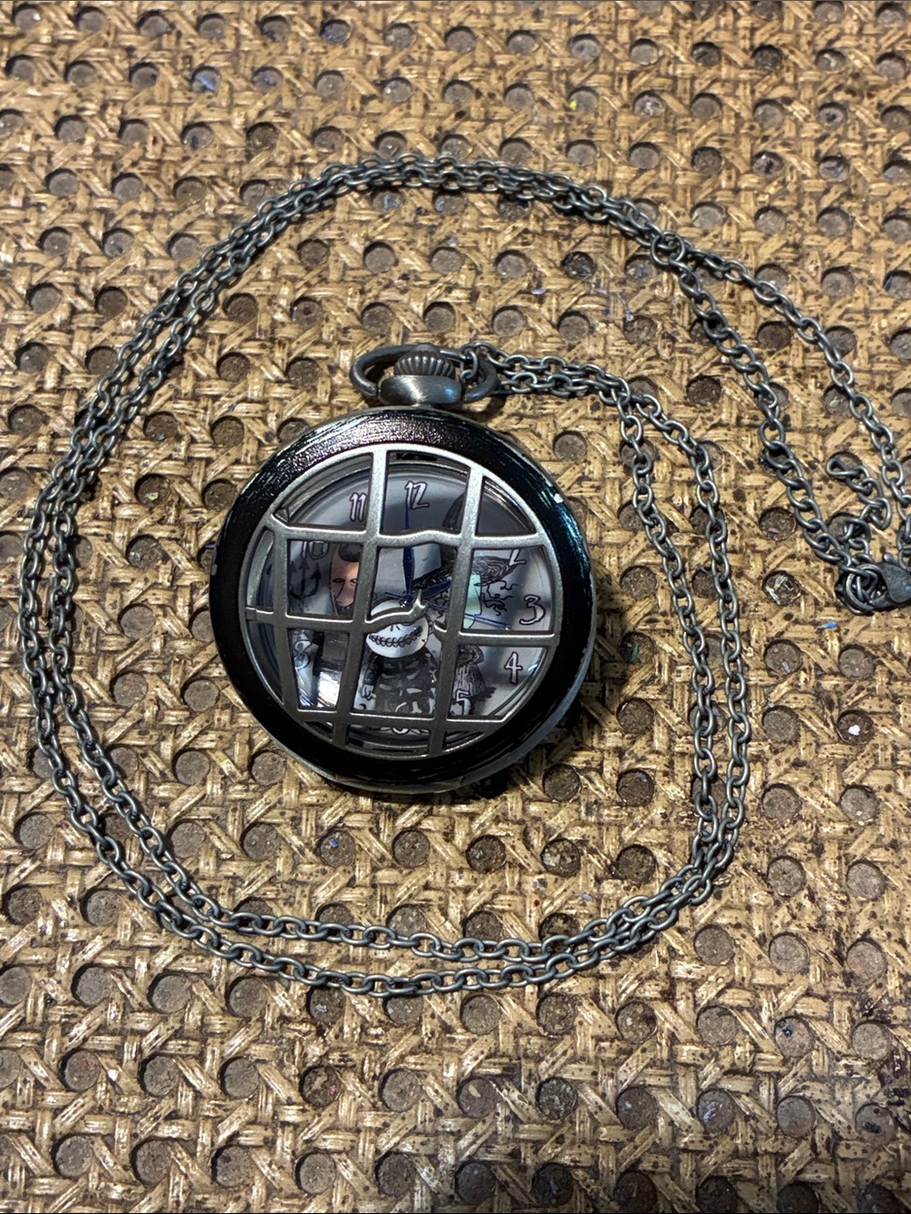 Disney nightmare before Christmas Pocket Watch Necklace with Cage Face